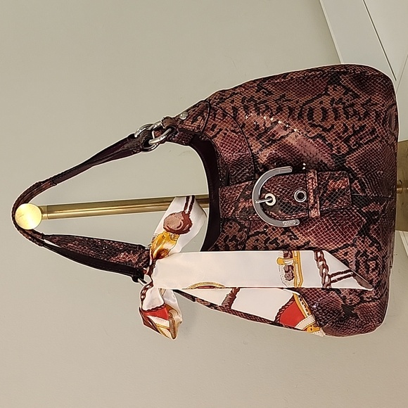 Coach Y2K Red/ Black Lynn Soho Embossed Python Hobo Preppy  shoulder bag - Picture 1 of 16